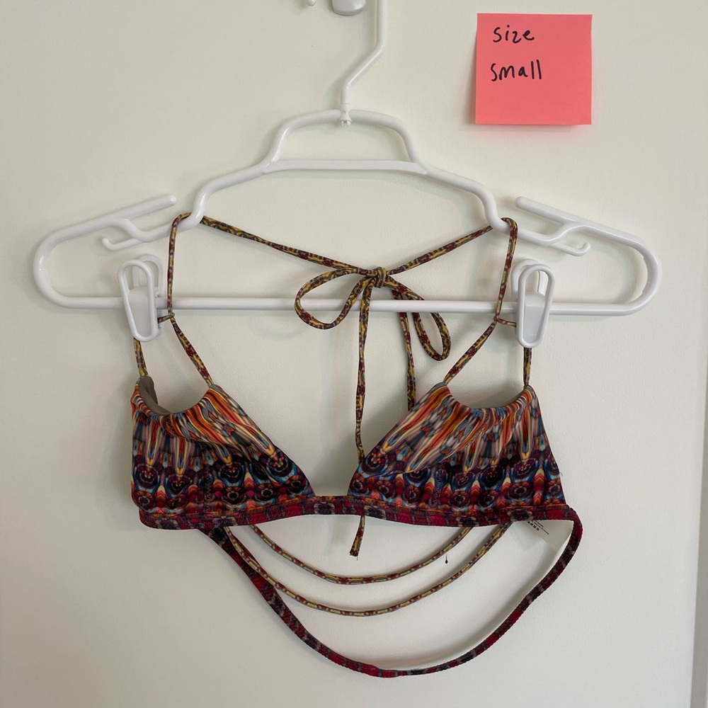 Liberated Heart Colorful Strappy Bikini Top - Size Small